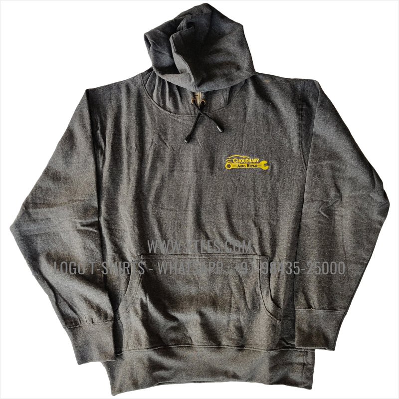 Hoodie | 100% Cotton | 300 GSM Fleece Fabric | Charcoal Melange | Logo Embroidery