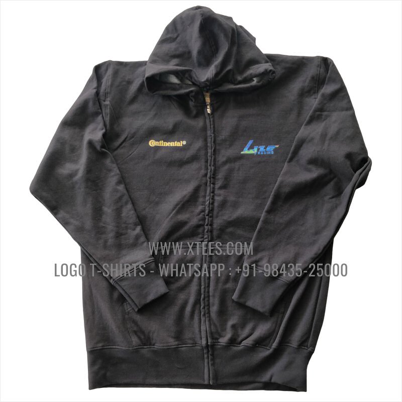Full Zipper Hoodie | 100% Cotton | 300 GSM Fleece Fabric | Black | Logo Hi Res Digital Print
