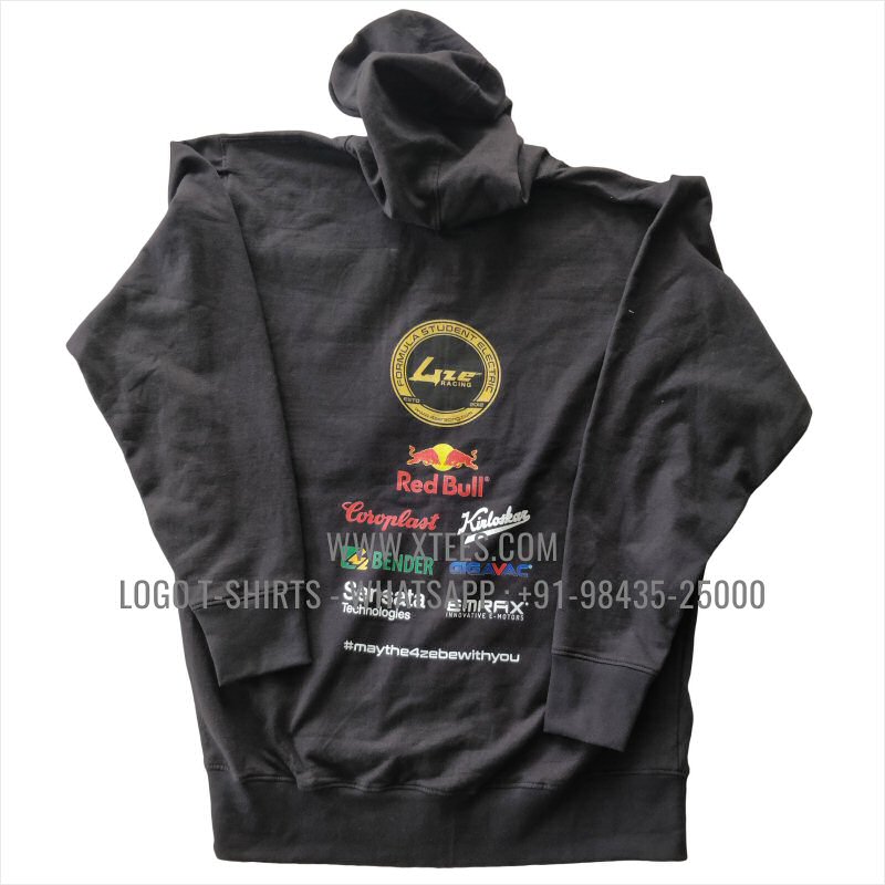 Full Zipper Hoodie | 100% Cotton | 300 GSM Fleece Fabric | Black | Logo Hi Res Digital Print
