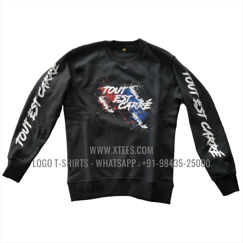 Sweatshirt | 100% Cotton | 300 GSM Fleece Fabric | Black | Logo Print