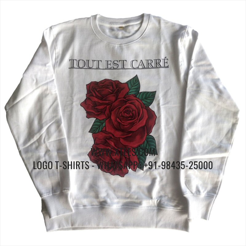 Sweatshirt | 100% Cotton | 300 GSM Fleece Fabric | White | Logo Print