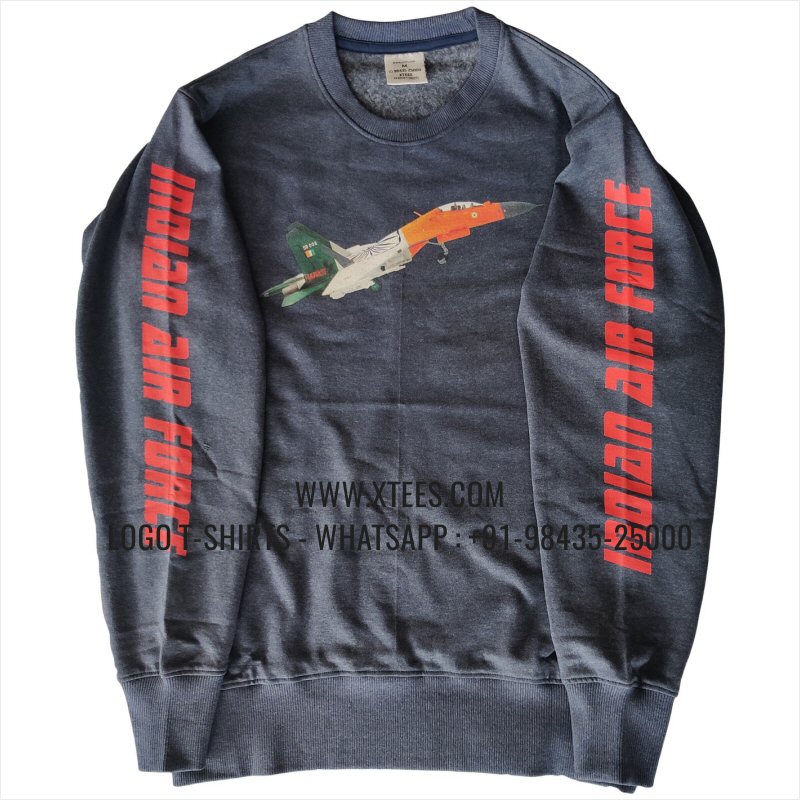 Sweatshirt | 100% Cotton | 300 GSM Fleece Fabric | Navy Melange | Logo Print