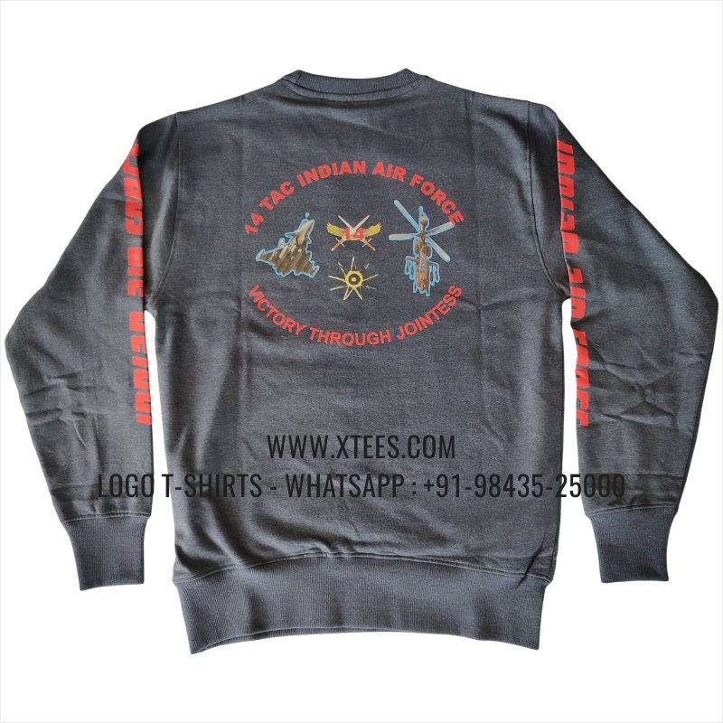 Sweatshirt | 100% Cotton | 300 GSM Fleece Fabric | Navy Melange | Logo Print