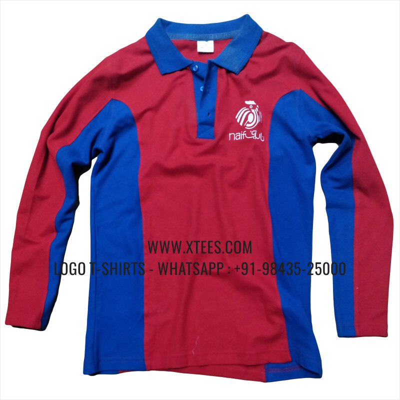 Full Sleeve Collar Polo T-Shirt | 100% Cotton | 240 GSM Thick Pique Airtex Fabric | Burgundy | Logo Embroidery