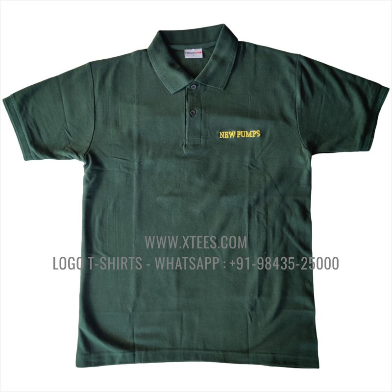 Economy Cotton Collar Polo T-Shirt | 100% Cotton | 200 GSM Thick Pique Fabric | Bottle Green | Logo Embroidery