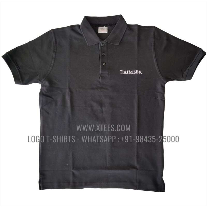 Economy Cotton Collar Polo T-Shirt | 100% Cotton | 200 GSM Thick Pique Fabric | Black | Logo Embroidery