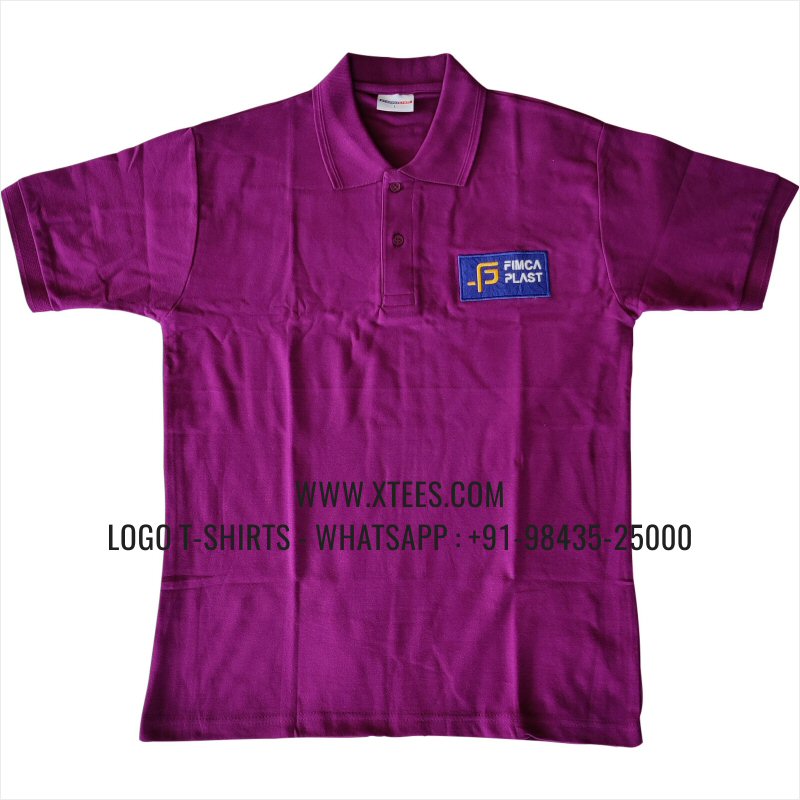 Economy Cotton Collar Polo T-Shirt | 100% Cotton | 200 GSM Thick Pique Fabric | Purple | Logo Embroidery
