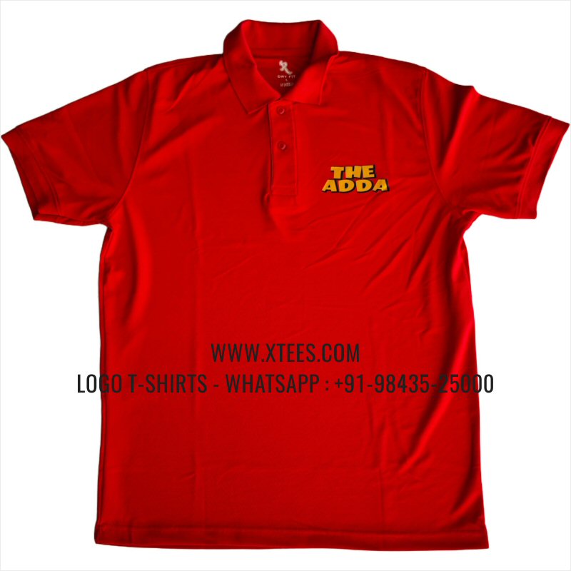 Economy Polyester Dry Fit Collar Polo T-Shirt | 100% Polyester | 170 GSM PP Dry Fit Fabric | Red | Logo Print