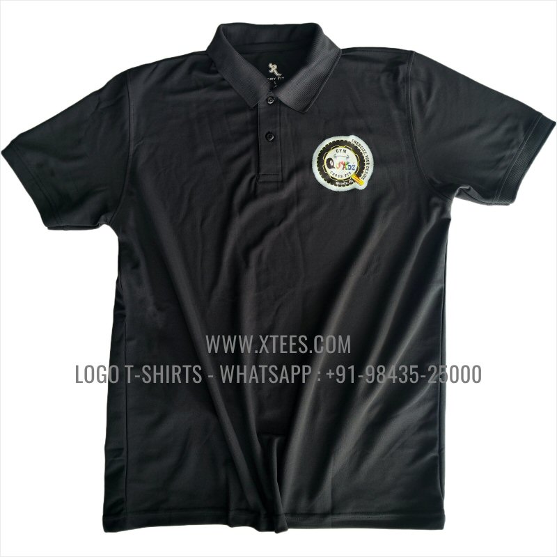 Economy Polyester Dry Fit Collar Polo T-Shirt | 100% Polyester | 170 GSM PP Dry Fit Fabric | Black | Logo Print