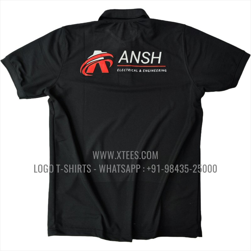 Economy Polyester Dry Fit Collar Polo T-Shirt | 100% Polyester | 170 GSM PP Dry Fit Fabric | Black | Logo Print