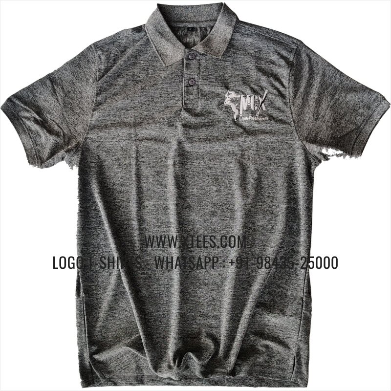 Mars Premium Polyester Dry Fit Collar Polo T-Shirt | 100% Polyester | 200 GSM Mars Fabric | Carbon Grey Melange | Logo Embroidery