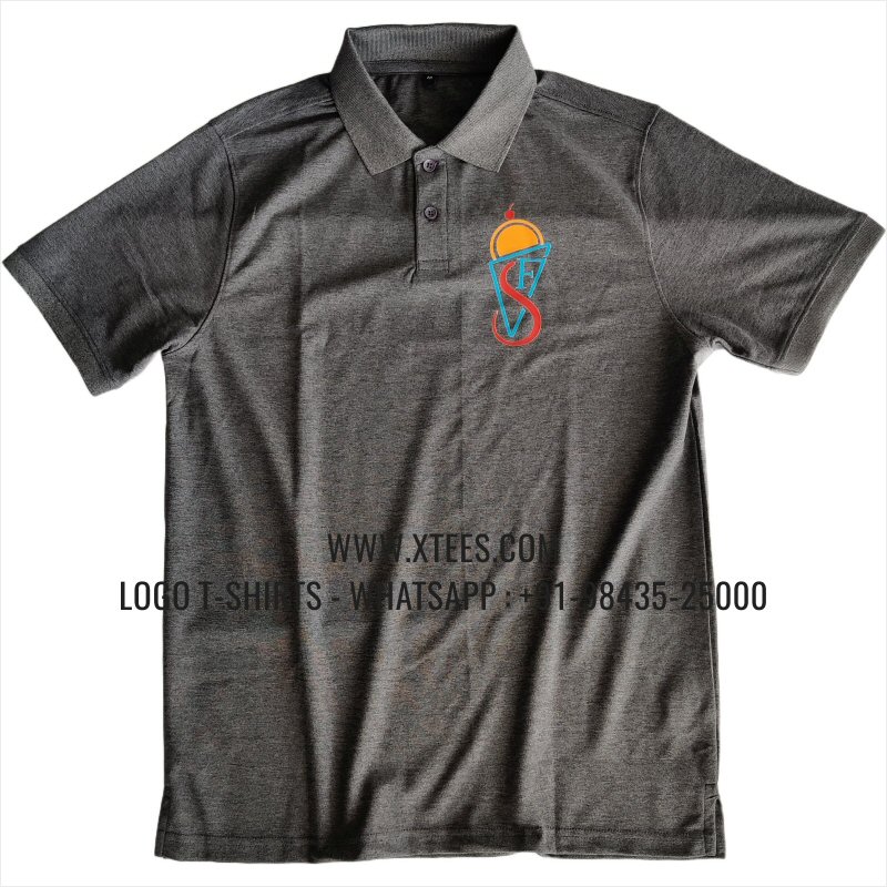 Mars Premium Polyester Dry Fit Collar Polo T-Shirt | 100% Polyester | 200 GSM Mars Fabric | Carbon Grey Melange | Logo Hi Res Digital Print