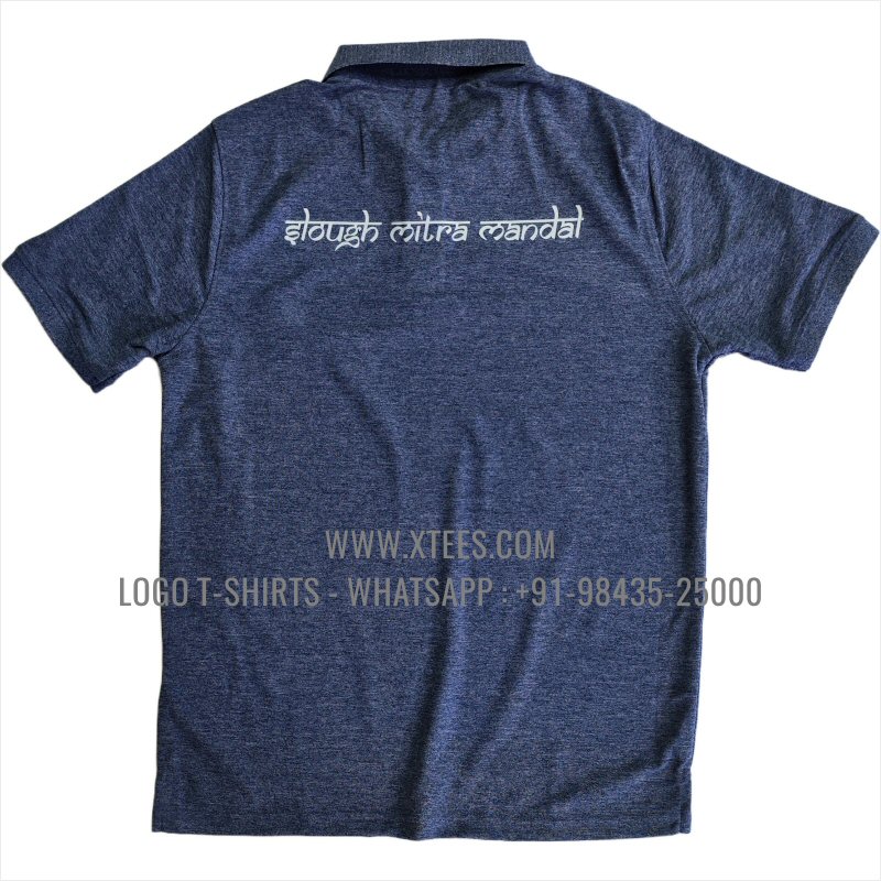 Mars Premium Polyester Dry Fit Collar Polo T-Shirt | 100% Polyester | 200 GSM Mars Fabric | Navy Melange | Logo Hi Res Digital Print