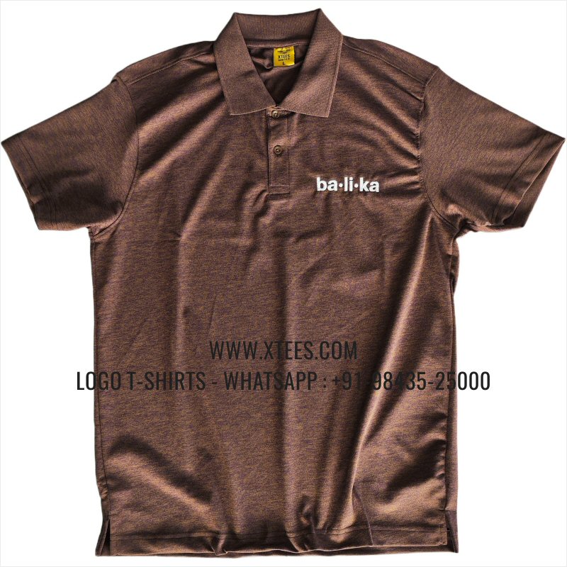Mars Premium Polyester Dry Fit Collar Polo T-Shirt | 100% Polyester | 200 GSM Mars Fabric | Copper Melange | Logo Embroidery
