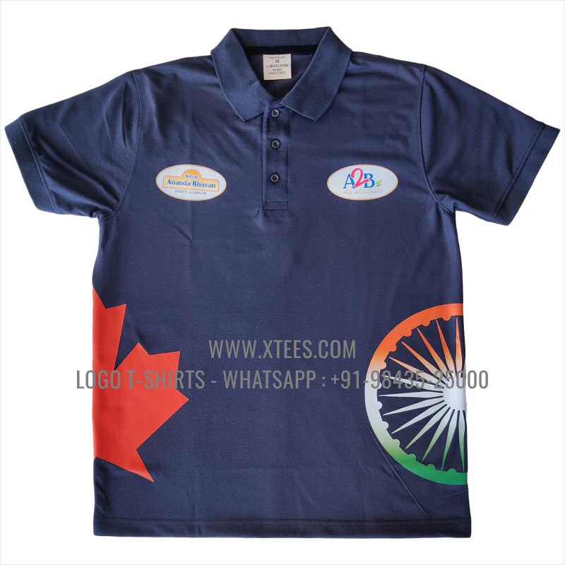 100% Polyester Dry Fit Collar Polo T-Shirt | 230 GSM Lacoste Fabric | Navy | Sublimation
