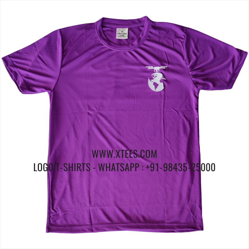 100% Polyester Dry Fit Round Neck T-Shirt | 170 GSM Salina Fabric | Purple | Logo Embroidery