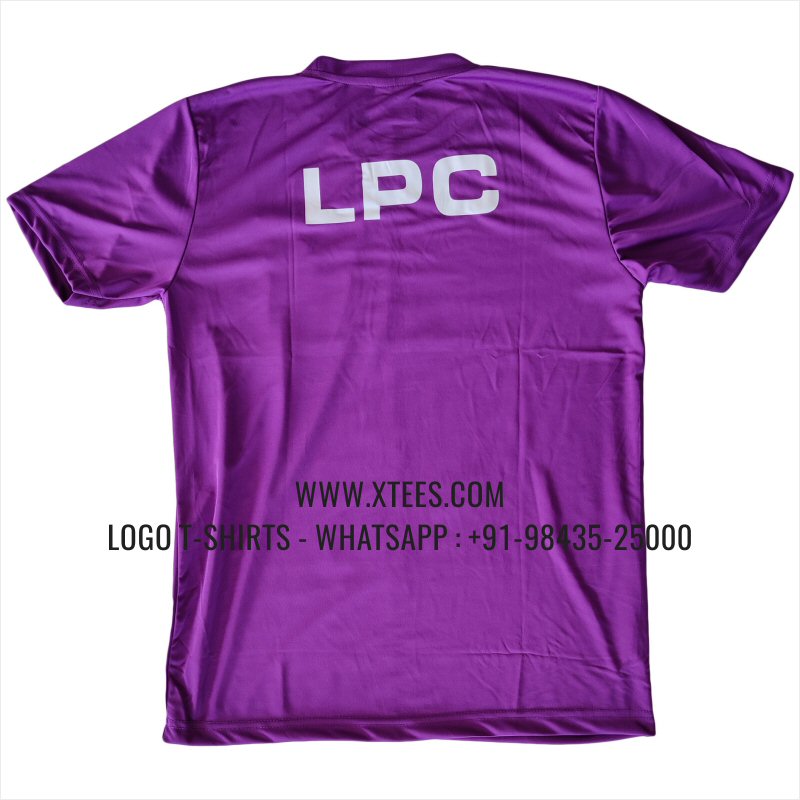 100% Polyester Dry Fit Round Neck T-Shirt | 170 GSM Salina Fabric | Purple | Logo Embroidery