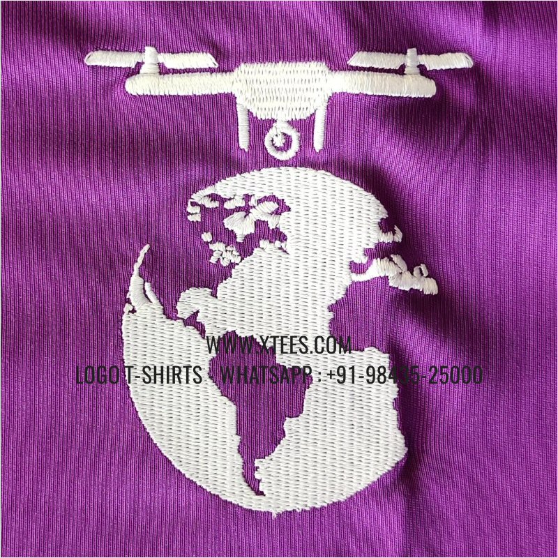 100% Polyester Dry Fit Round Neck T-Shirt | 170 GSM Salina Fabric | Purple | Logo Embroidery
