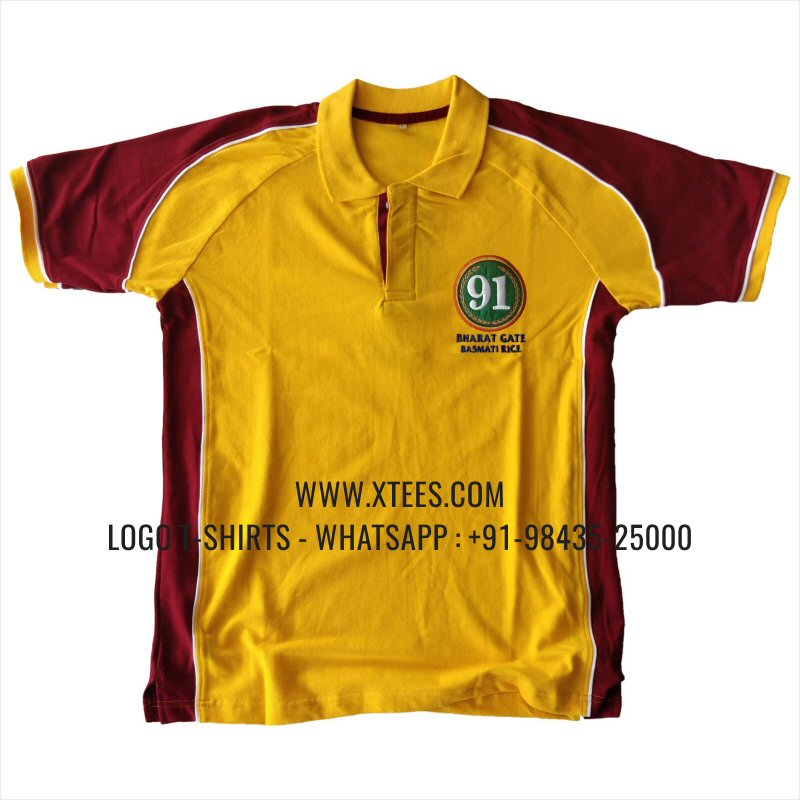 Color Block Cut & Sew Collar Polo T-Shirt | 100% Cotton | 240 GSM Thick Pique Airtex Fabric | Yellow | Logo Embroidery