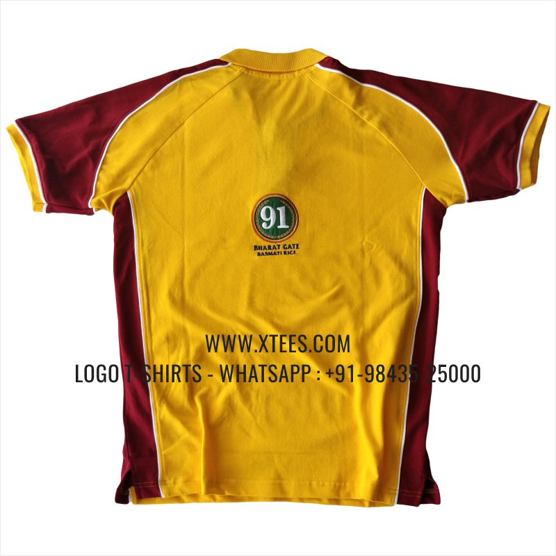 Color Block Cut & Sew Collar Polo T-Shirt | 100% Cotton | 240 GSM Thick Pique Airtex Fabric | Yellow | Logo Embroidery
