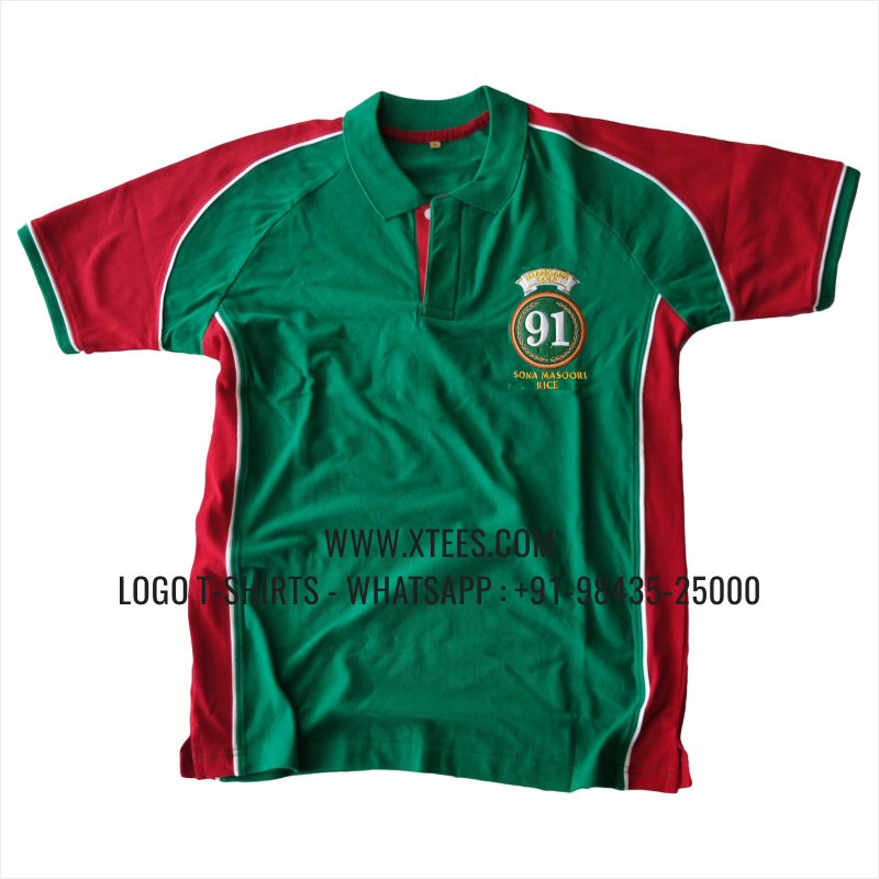 Color Block Cut & Sew Collar Polo T-Shirt | 100% Cotton | 240 GSM Thick Pique Airtex Fabric | Green | Logo Embroidery