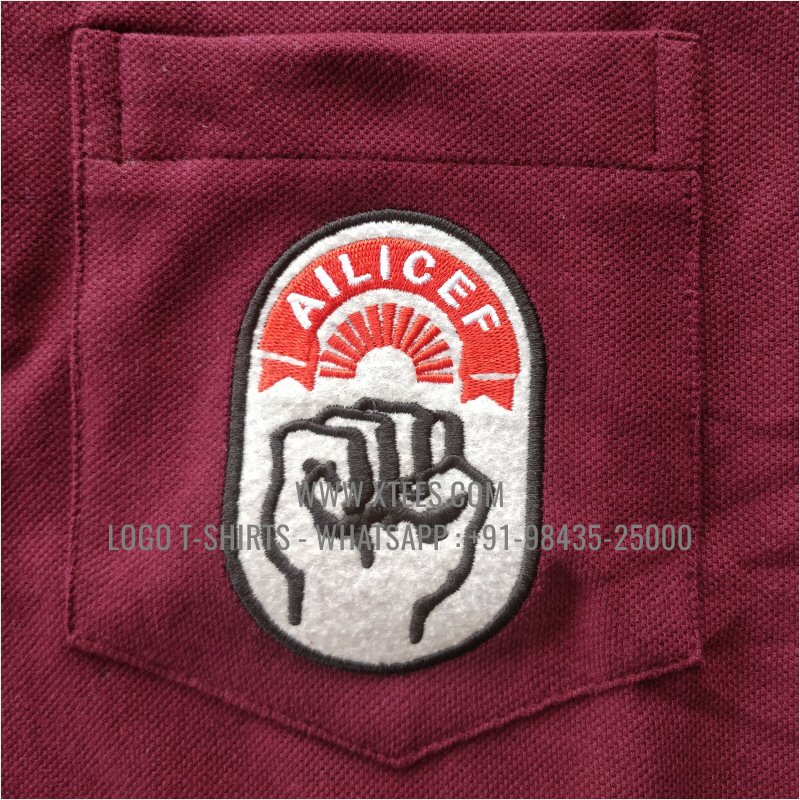 Collar Polo T-Shirt With Pocket | 100% Cotton | 240 GSM Thick Pique Airtex Fabric | Maroon | Logo Embroidery