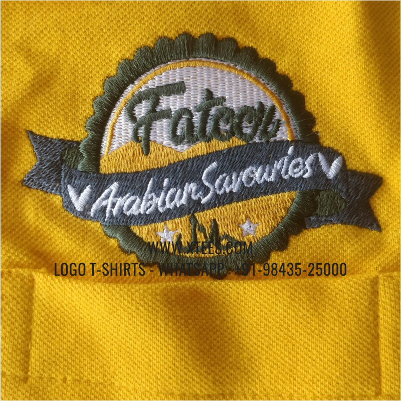 Collar Polo T-Shirt With Pocket | 100% Cotton | 240 GSM Thick Pique Airtex Fabric | Yellow | Logo Embroidery