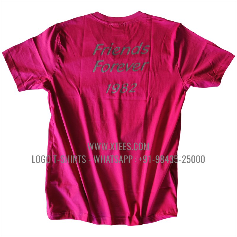 V Neck T-Shirt | 100% Cotton | 180 GSM Fine Fabric | Fuschia | Logo Print