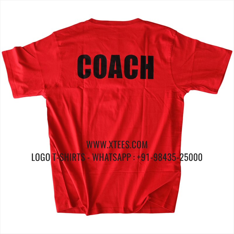 V Neck T-Shirt | 100% Cotton | 180 GSM Fine Fabric | Red | Logo Print
