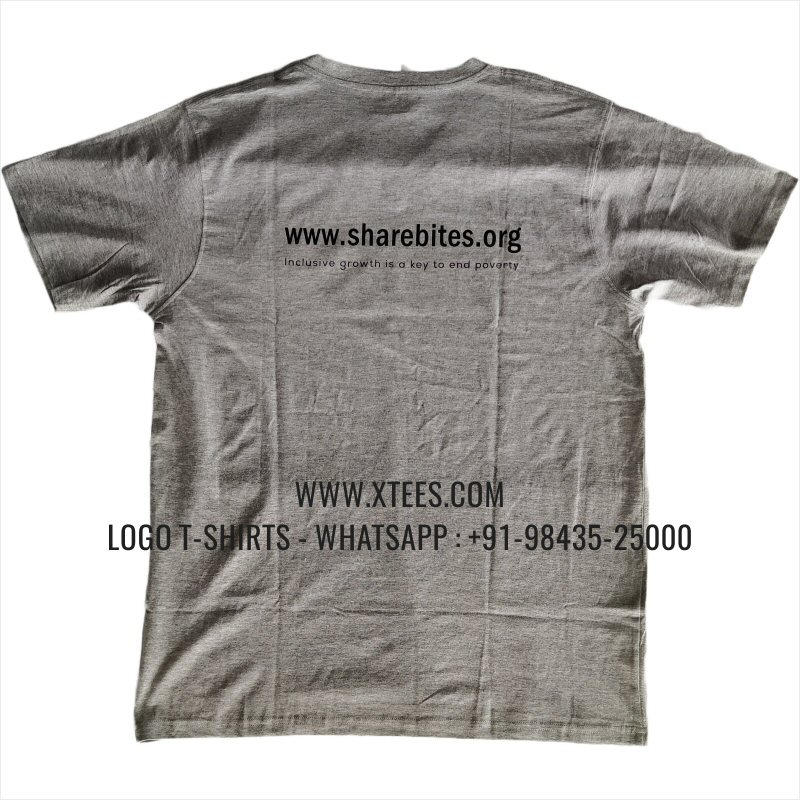 V Neck T-Shirt | 100% Cotton | 180 GSM Fine Fabric | Grey Melange | Logo Embroidery