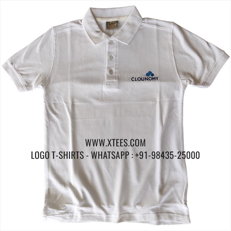 IT & Software Company Uniform T-Shirt | Solid Color Collar Polo T-Shirt | 100% Cotton | 240 GSM Thick Pique Airtex Fabric | White | Logo Embroidery