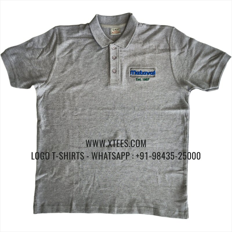 IT & Software Company Uniform T-Shirt | Solid Color Collar Polo T-Shirt | 100% Cotton | 280 GSM Thick Pique 2 Ply Fabric | Grey Melange | Logo Embroidery