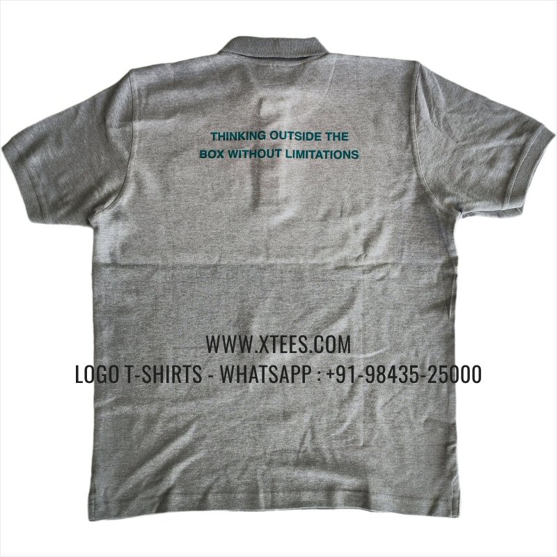IT & Software Company Uniform T-Shirt | Solid Color Collar Polo T-Shirt | 100% Cotton | 280 GSM Thick Pique 2 Ply Fabric | Grey Melange | Logo Embroidery