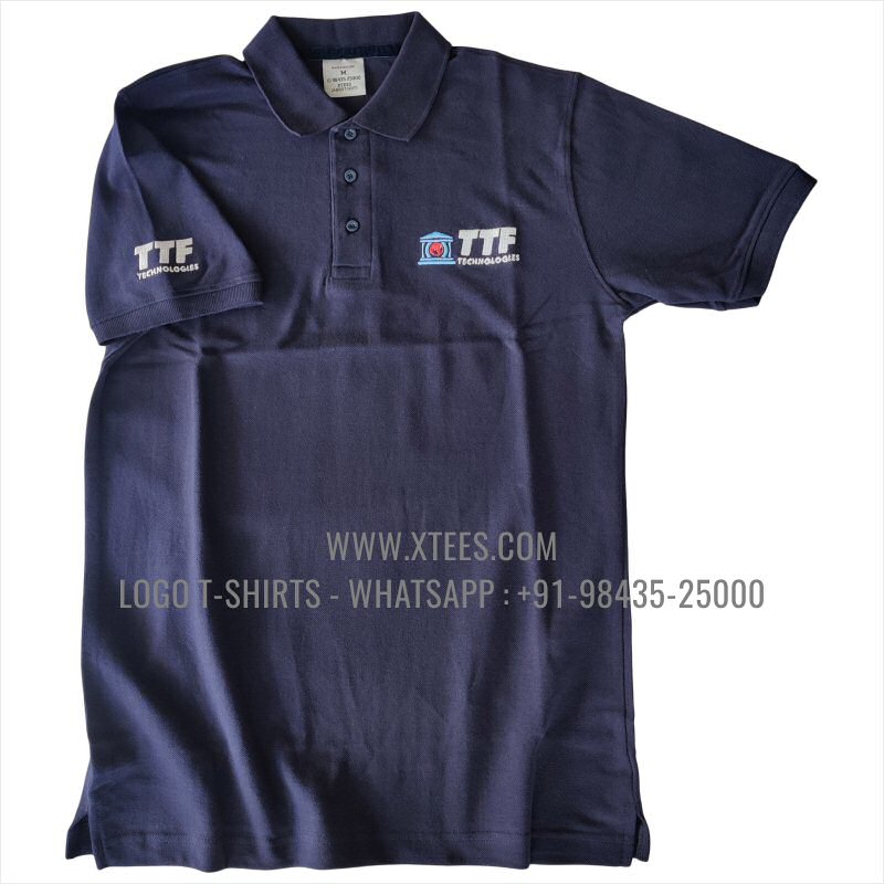 IT & Software Company Uniform T-Shirt | Solid Color Collar Polo T-Shirt | 100% Cotton | 240 GSM Thick Pique Airtex Fabric | Navy | Logo Embroidery