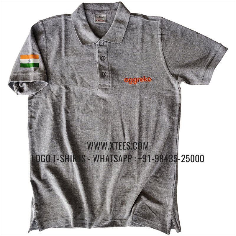 IT & Software Company Uniform T-Shirt | Solid Color Collar Polo T-Shirt | 100% Cotton | 280 GSM Thick Pique 2 Ply Fabric | Grey Melange | Logo Embroidery