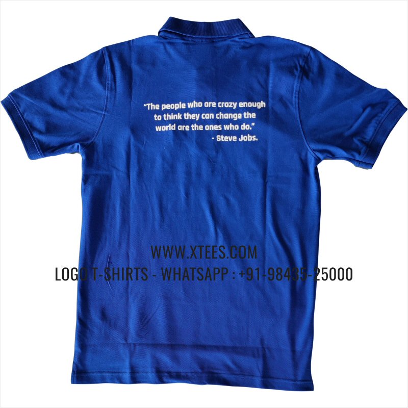 IT & Software Company Uniform T-Shirt | Solid Color Collar Polo T-Shirt | 100% Cotton | 240 GSM Thick Pique Airtex Fabric | Royal Blue | Logo Embroidery