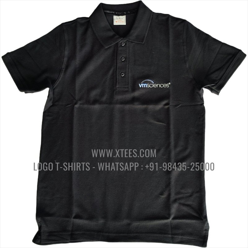 IT & Software Company Uniform T-Shirt | Solid Color Collar Polo T-Shirt | 100% Cotton | 280 GSM Thick Pique 2 Ply Fabric | Black | Logo Embroidery