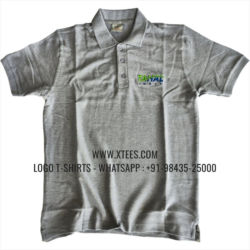 IT & Software Company Uniform T-Shirt | Solid Color Collar Polo T-Shirt | 100% Cotton | 280 GSM Thick Pique 2 Ply Fabric | Grey Melange | Logo Embroidery
