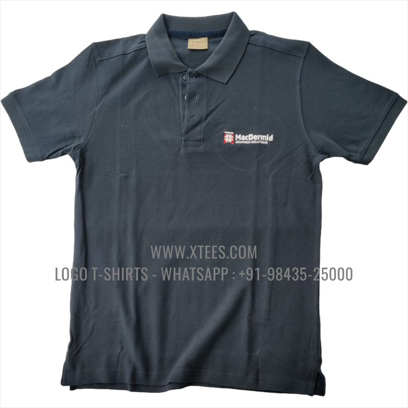 IT & Software Company Uniform T-Shirt | Solid Color Collar Polo T-Shirt | 100% Cotton | 240 GSM Thick Pique Airtex Fabric | Navy | Logo Embroidery