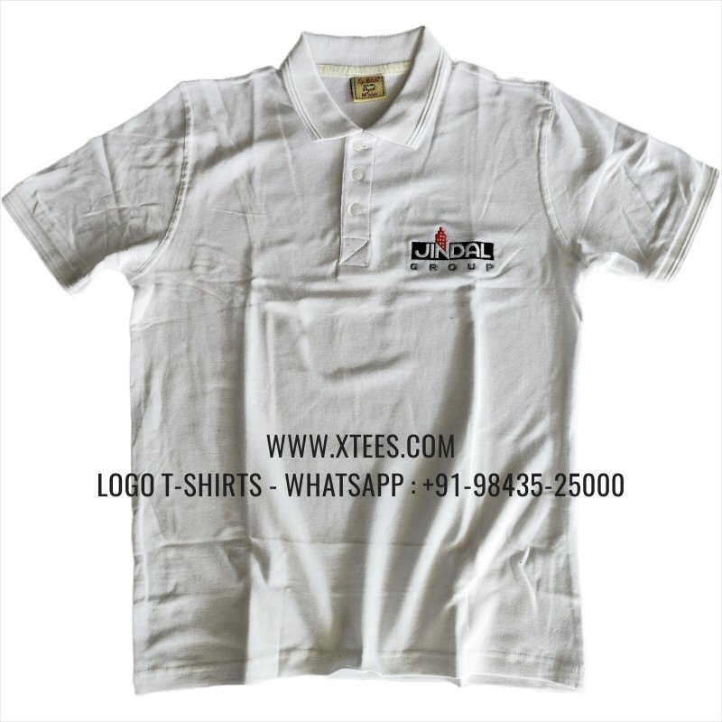 IT & Software Company Uniform T-Shirt | Solid Color Collar Polo T-Shirt | 100% Cotton | 200 GSM Thick Pique Fabric | White | Logo Embroidery