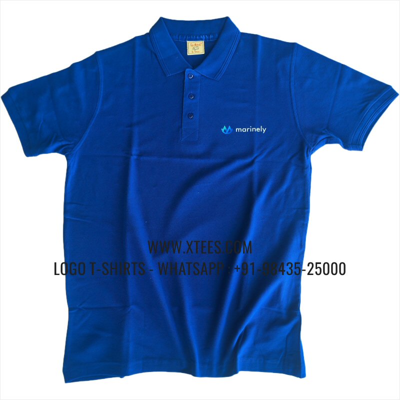 IT & Software Company Uniform T-Shirt | Solid Color Collar Polo T-Shirt | 100% Cotton | 240 GSM Thick Pique Airtex Fabric | Royal Blue | Logo Hi Res Digital Print