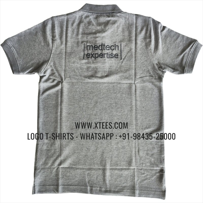 IT & Software Company Uniform T-Shirt | Solid Color Collar Polo T-Shirt | 100% Cotton | 240 GSM Thick Pique Airtex Fabric | Grey Melange | Logo Embroidery
