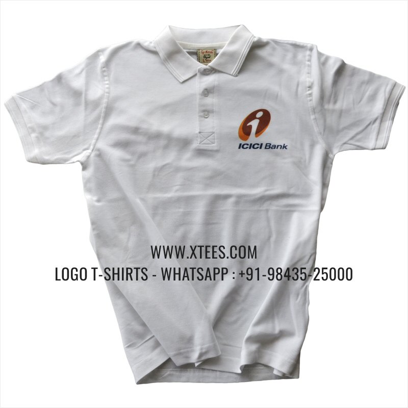 Bank Uniform T-Shirt | Collar Polo T-Shirt | 100% Cotton | 240 GSM Thick Pique Airtex Fabric | White | Logo Print