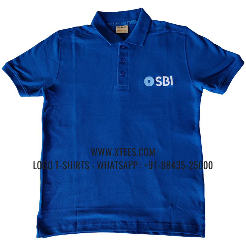 Bank Uniform T-Shirt | Collar Polo T-Shirt | 100% Cotton | 240 GSM Thick Pique Airtex Fabric | Royal Blue | Logo Embroidery