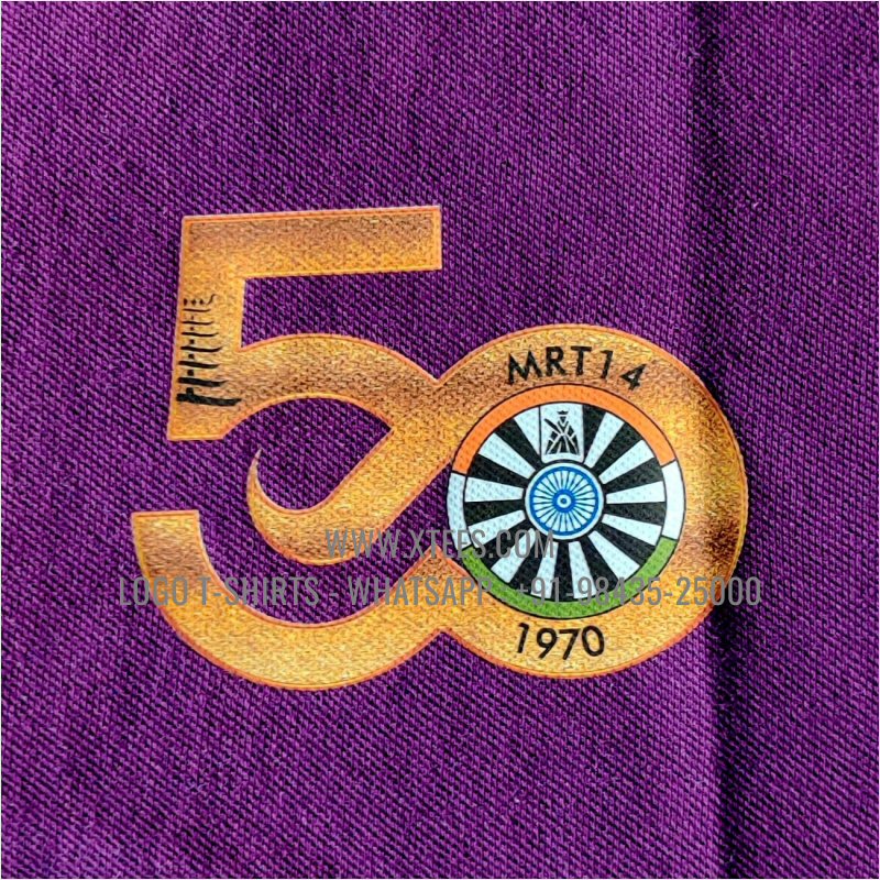 Round Table India T-Shirt | Tipping Collar Polo T-Shirt | 100% Cotton | 240 GSM Thick Pique Airtex Fabric | Purple | Logo Print