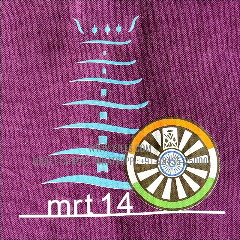 Round Table India T-Shirt | Tipping Collar Polo T-Shirt | 100% Cotton | 240 GSM Thick Pique Airtex Fabric | Purple | Logo Print