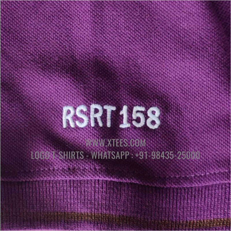 Round Table India T-Shirt | Tipping Collar Polo T-Shirt | 100% Cotton | 240 GSM Thick Pique Airtex Fabric | Purple | Logo Embroidery