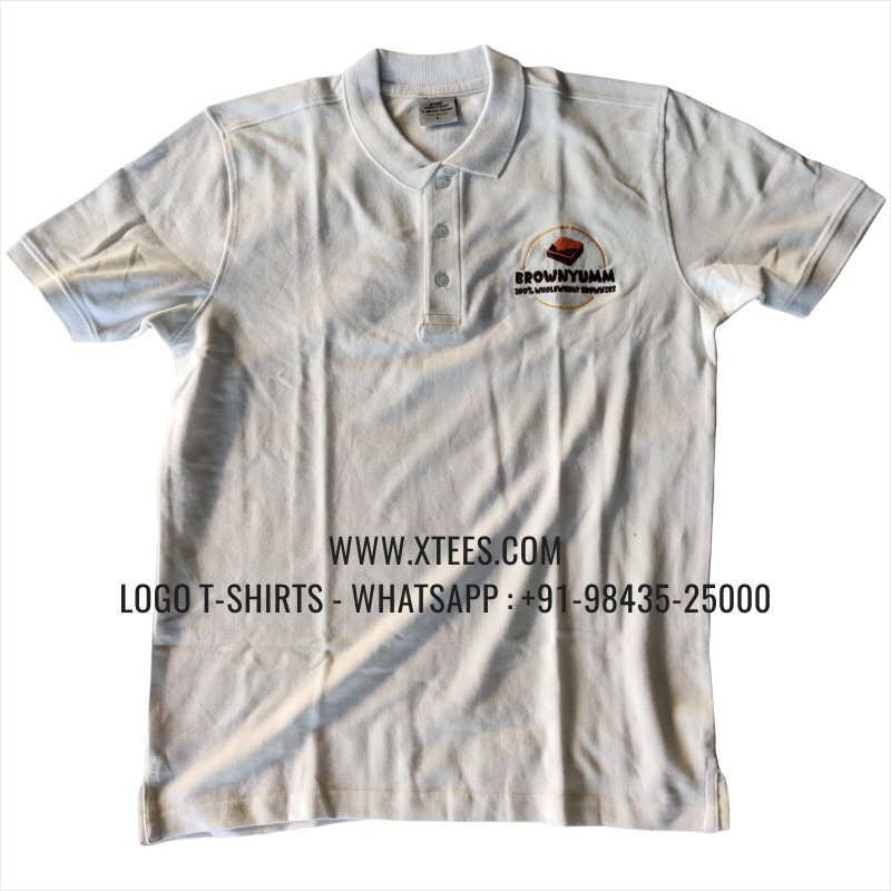 Bakery Uniform T-Shirt | Collar Polo T-Shirt | 100% Cotton | 240 GSM Thick Pique Airtex Fabric | White | Logo Embroidery