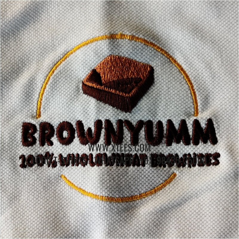 Bakery Uniform T-Shirt | Collar Polo T-Shirt | 100% Cotton | 240 GSM Thick Pique Airtex Fabric | White | Logo Embroidery