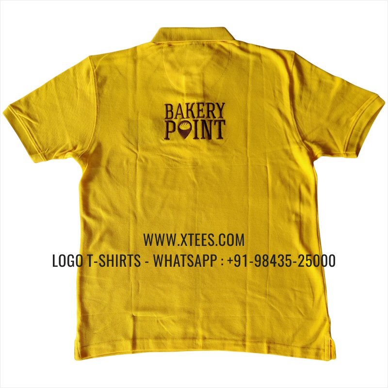 Bakery Uniform T-Shirt | Collar Polo T-Shirt | 100% Cotton | 240 GSM Thick Pique Airtex Fabric | New Yellow | Logo Embroidery